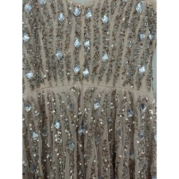 New Mac Duggal Pink Sequined Spaghetti V-Neck Tulle Dress 93566 Size 8 - Picture 13 of 15